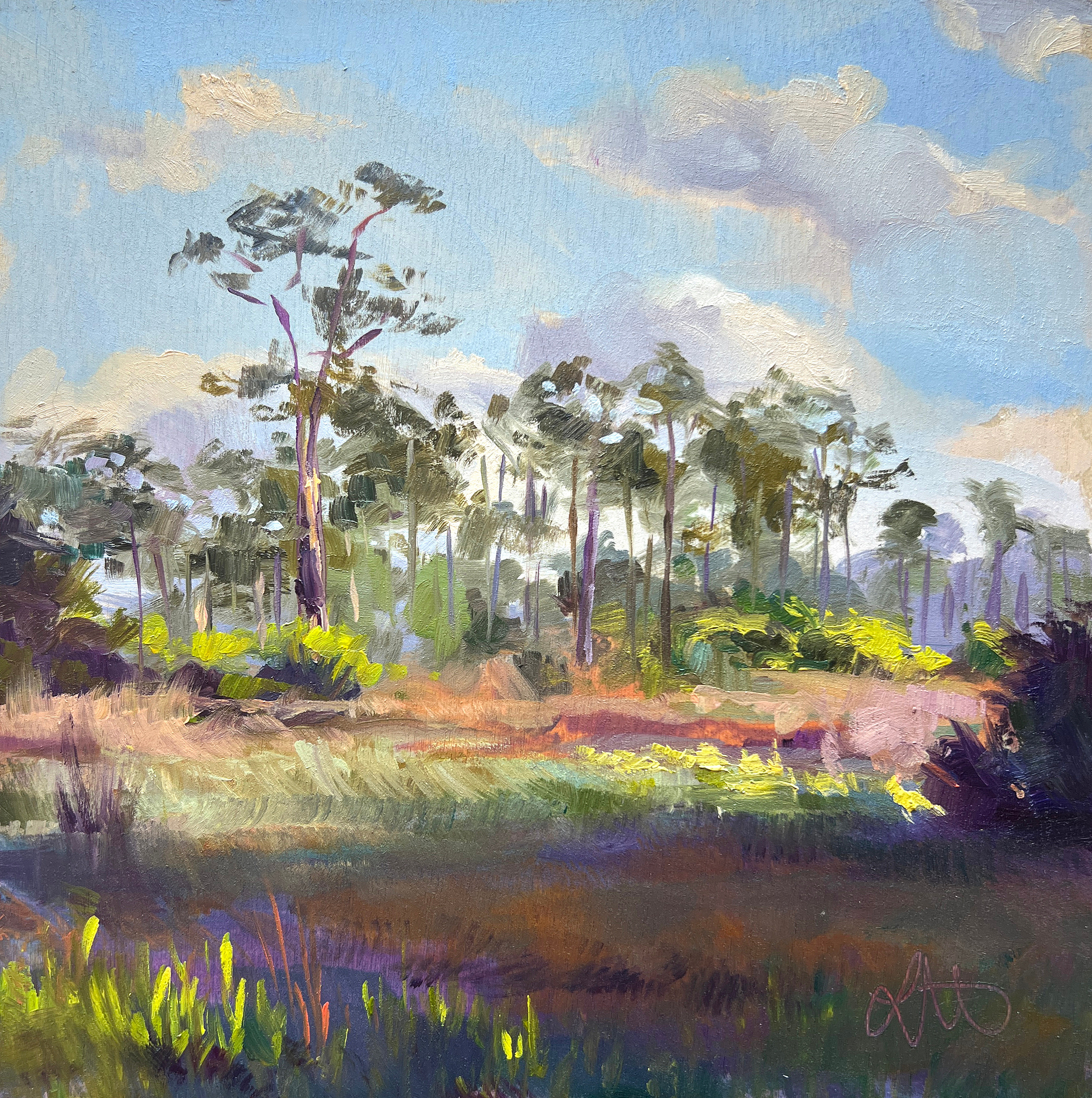 Cypress Creek Sunrise, 2025
8 x 8 in. Oil on Wood Panel
Painted En Plein Air - Jupiter, FL